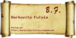 Berkovits Fulvia névjegykártya